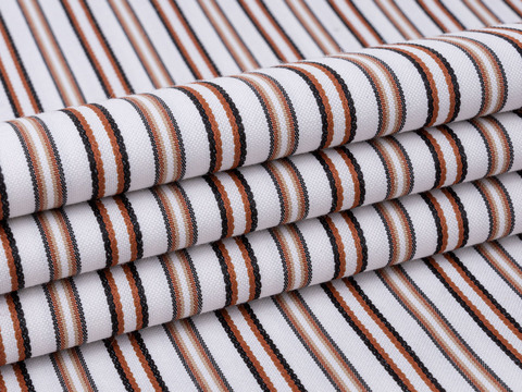 Поплин полоска ЗАРАНО МОККА из поликоттона - коричневый