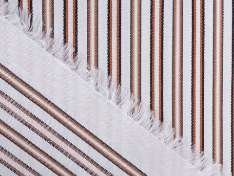 Поплин полоска ЗАРАНО МОККА из поликоттона - коричневый