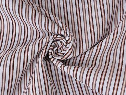 Поплин полоска ЗАРАНО МОККА из поликоттона - коричневый