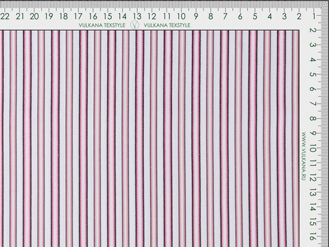 Белая ткань в розово-чёрную тонкую полоску из полиэстера и хлопка