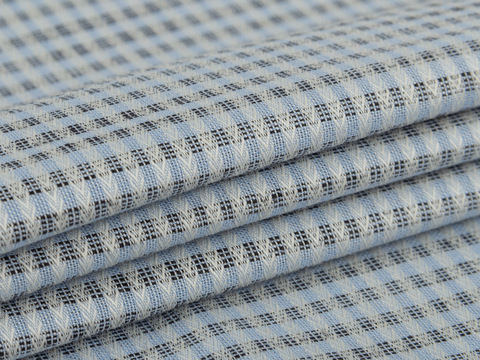 Добби в полоску ВАНВОРЛД из хлопка - голубой Добби в полоску ВАНВОРЛД из хлопка - голубой