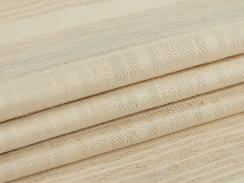 Ткань в светло бежевую полоску из хлопка вискозы и льна