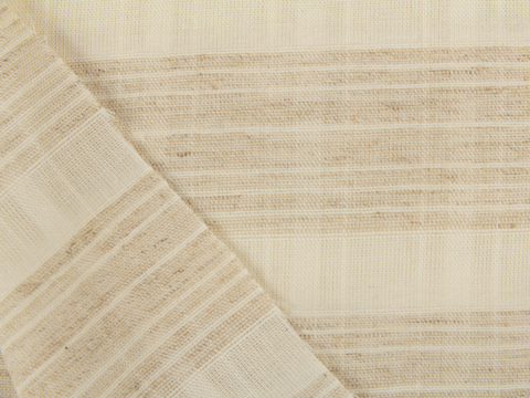 Ткань в светло бежевую полоску из хлопка вискозы и льна