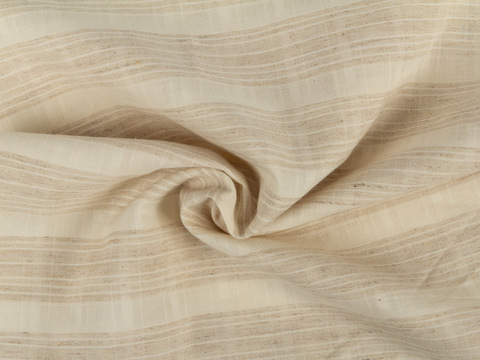 Ткань в светло бежевую полоску из хлопка вискозы и льна