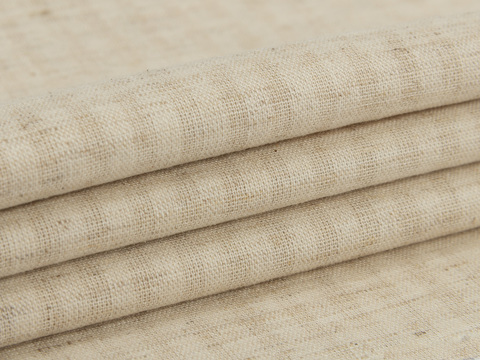 Ткань в узкую бежевую полоску из хлопка вискозы и льна