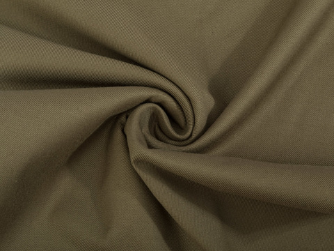 Однотонная ткань цвета бежево-серого хаки из хлопка полиэстера вискозы и лайкры