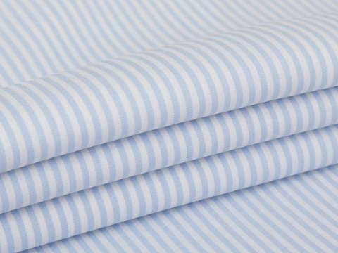 Поплин в полоску ЛЮКСФОРМ поликоттон с лайкрой - голубой