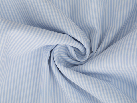 Поплин в полоску ЛЮКСФОРМ поликоттон с лайкрой - голубой