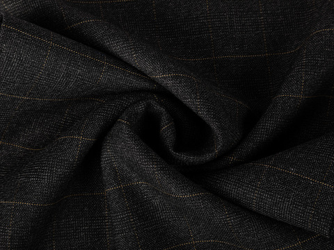 Серый твид в бежевую клетку из полиэстера вискозы и лайкры