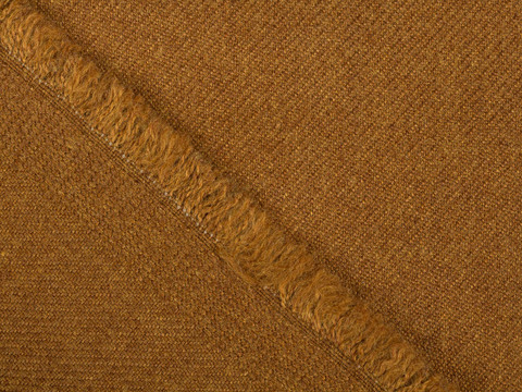 Однотонная плотная ткань горчичного цвета из полиэстера и вискозы