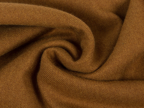 Однотонная плотная ткань горчичного цвета из полиэстера и вискозы