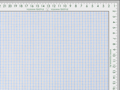 Белая ткань KOOLTEX в светло-голубую и бежевую клетку из полиэстера и хлопка