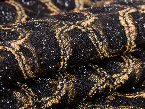 Кружевной гипюр ГОЛД из полиэстера - коричневый