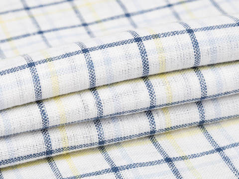 Натуральный лен в клетку ПИНАКАЛ - белый-зеленый