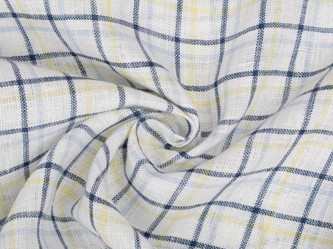 Натуральный лен в клетку ПИНАКАЛ - белый-зеленый