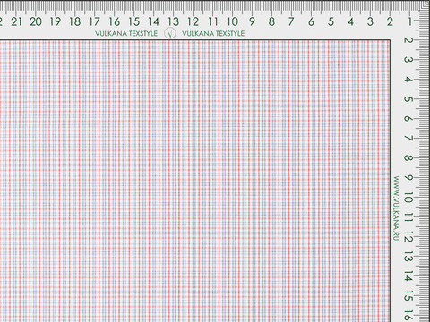 Белая ткань KOOLTEX в мелкую красно-голубую клетку из полиэстера и хлопка