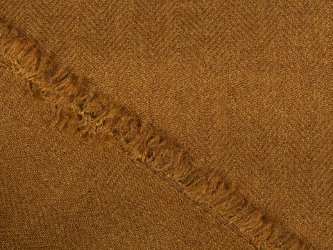 Однотонная плотная ткань тёмно-горчичного цвета из полиэстера и вискозы