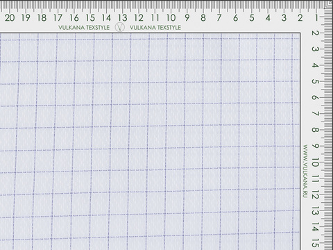 Белый жаккард в тонкую синюю клетку из полиэстера хлопка и лайкры