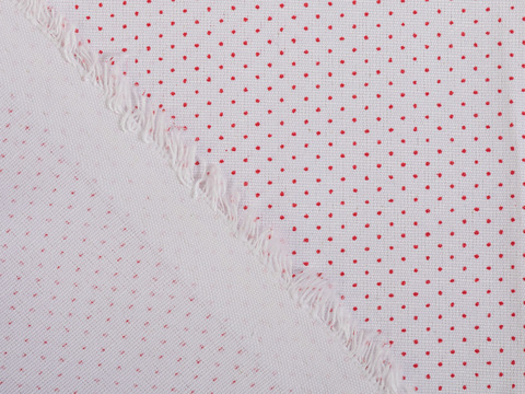 Поплин ПОЛЬКА из поликоттона - белый-красный