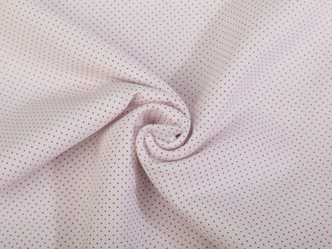 Поплин ПОЛЬКА из поликоттона - белый-красный