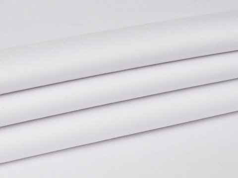 Однотонная лёгкая ткань белого цвета из полиэстера хлопка и эластана