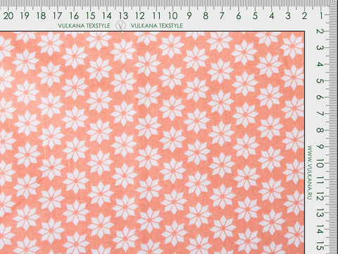 Оранжевая ткань с белыми ромашками хлопок