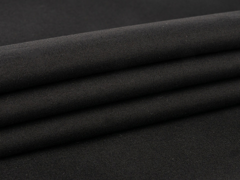 Однотонная лёгкая ткань чёрного цвета из полиэстера хлопка и эластана