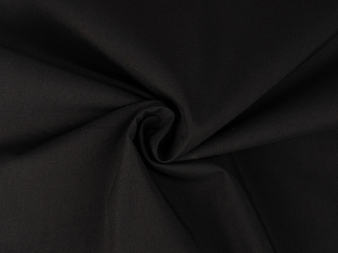 Однотонная лёгкая ткань чёрного цвета из полиэстера хлопка и эластана