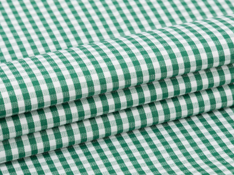 Клетка мелкая поплин ЗАРАНО ЮНИЧЕК из поликоттона - зеленый