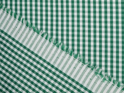 Клетка мелкая поплин ЗАРАНО ЮНИЧЕК из поликоттона - зеленый