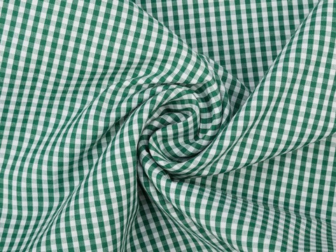 Клетка мелкая поплин ЗАРАНО ЮНИЧЕК из поликоттона - зеленый
