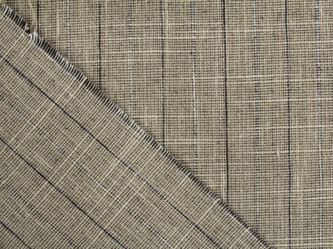 Бежевая ткань в чёрную полоску из полиэстера и хлопка