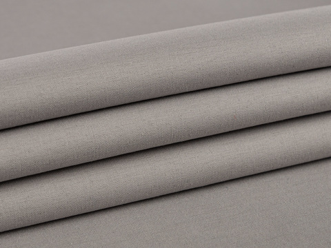 Однотонная лёгкая ткань серого цвета из полиэстера хлопка и эластана