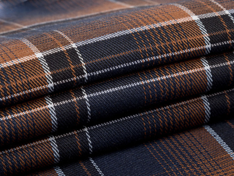 Фланель ХУНГАМА из поликоттона - синий-кирпичный