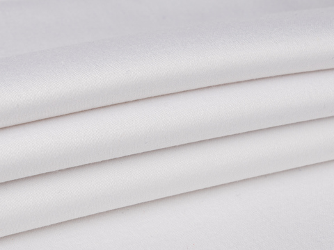 Однотонная белая ткань из хлопка и лайкры