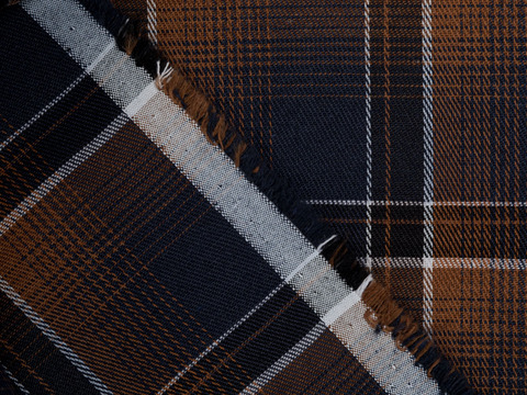 Фланель ХУНГАМА из поликоттона - синий-кирпичный