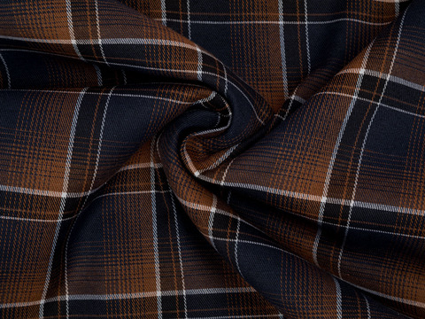 Фланель ХУНГАМА из поликоттона - синий-кирпичный