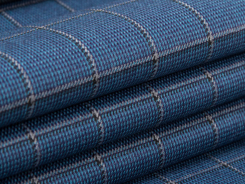 Костюмная клетка из поливискозы - синий-голубой Костюмная клетка из поливискозы - синий-голубой