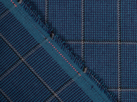 Костюмная клетка из поливискозы - синий-голубой