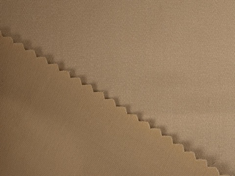 Однотонная ткань бежевого цвета из хлопка и лайкры