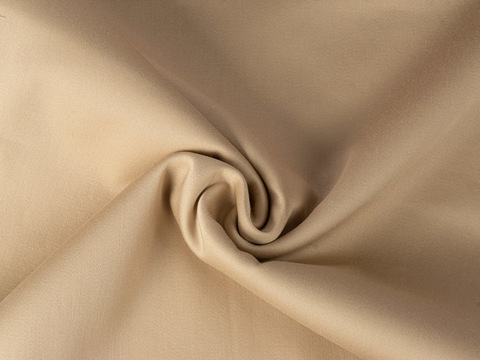Однотонная ткань бежевого цвета из хлопка и лайкры