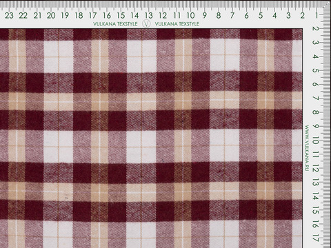 Фланель ХУНГАМА из поликоттона - бордовый-бежевый