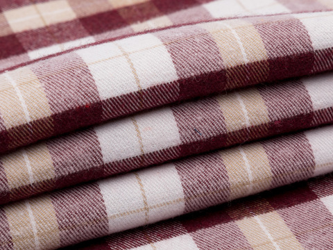 Фланель ХУНГАМА из поликоттона - бордовый-бежевый