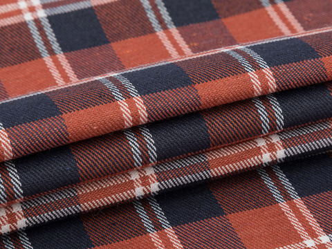 Фланель ХУНГАМА из поликоттона - кирпичный-синий