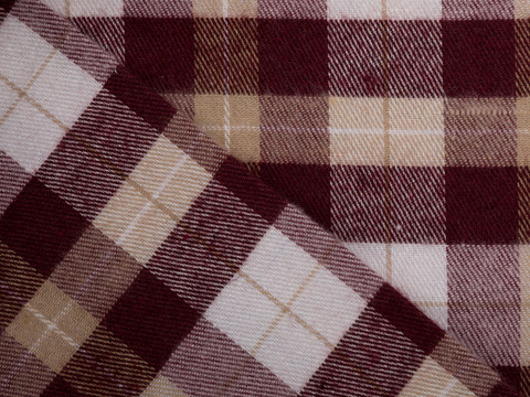 Фланель ХУНГАМА из поликоттона - бордовый-бежевый