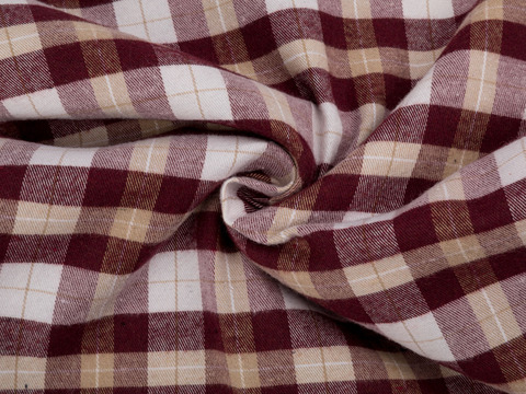 Фланель ХУНГАМА из поликоттона - бордовый-бежевый