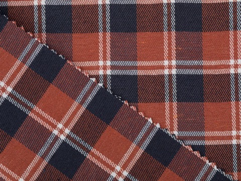 Фланель ХУНГАМА из поликоттона - кирпичный-синий