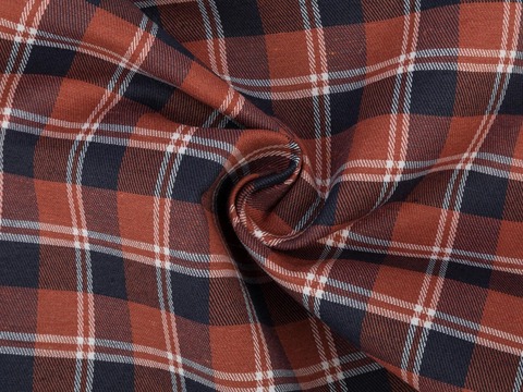 Фланель ХУНГАМА из поликоттона - кирпичный-синий