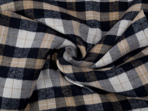 Фланель ХУНГАМА из поликоттона - темно синий-бежевый