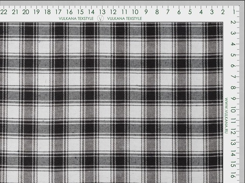 Ткань в чёрно-белую клетку из полиэстера и хлопка